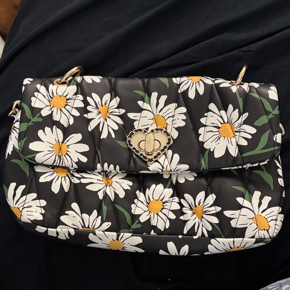 Betsey Johnson Black Quilted Daisy Shoulder Bag